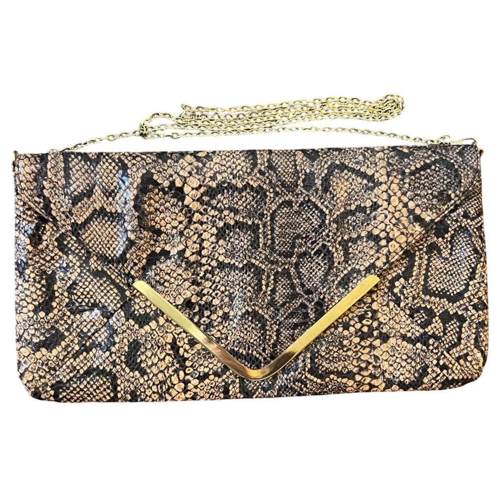 Miss Selfridge Large Python Snake‎ Print Clutch w… - image 1